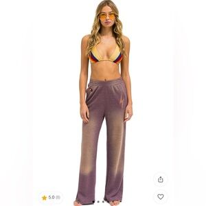 NWT Aviator Nation Bolt Stitch Wide Leg Sweatpants, Size Small